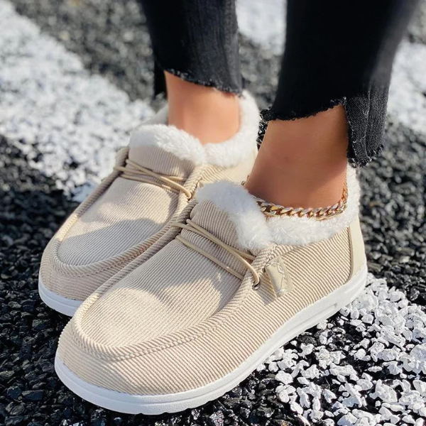 Ladies Winter Non-slip Fleece Thick Warm Flat Loafers