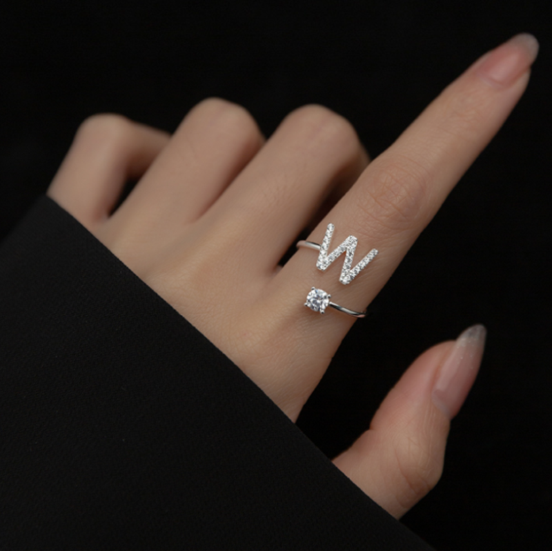 Real 925 Sterling Silver CZ Opening Diamond Ring
