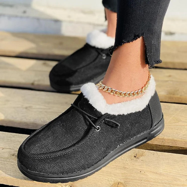 Ladies Winter Non-slip Fleece Thick Warm Flat Loafers