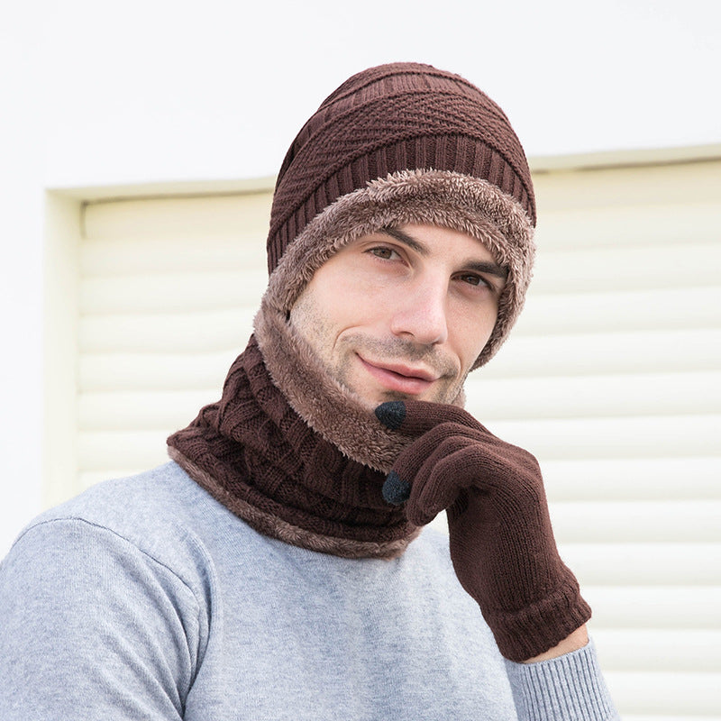 Warm Winter Beanie Hat & Scarf Set Stylish Knit Cap for Men Women