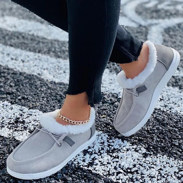 Ladies Winter Non-slip Fleece Thick Warm Flat Loafers