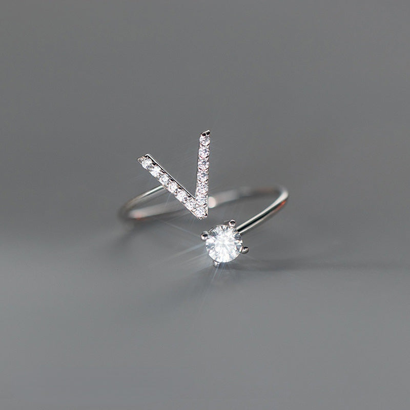 Real 925 Sterling Silver CZ Opening Diamond Ring